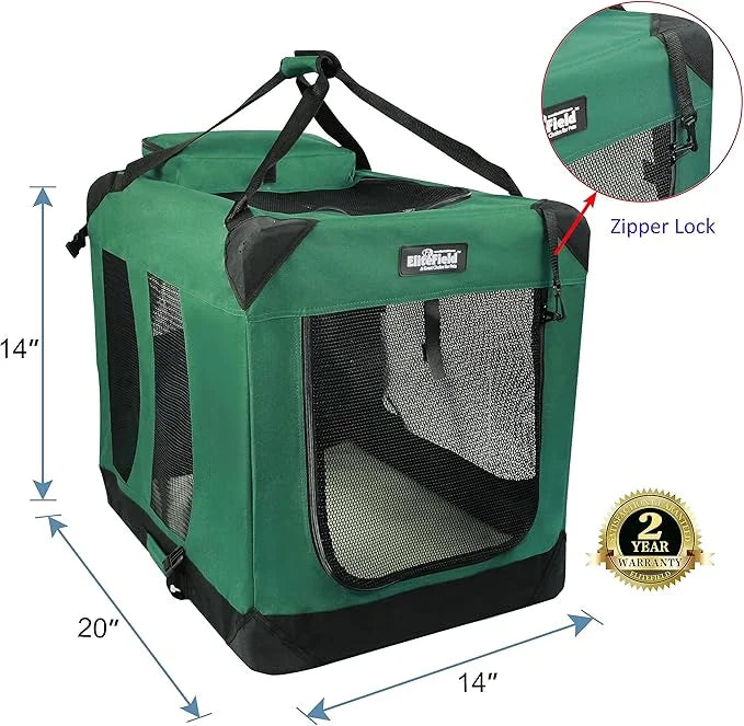 EliteField 3-Door Folding Soft Dog Crate with Carrying Bag and Fleece Bed (2 Year Warranty), Indoor & Outdoor Pet Home (20...
