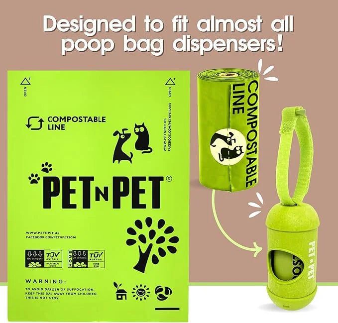 Pet N Pet Poop Bags For Dogs, 120 Counts Dog Poop Bags Rolls + 100% Plant Based Dog Wipes for Paws and Butt, 100 Counts Do...