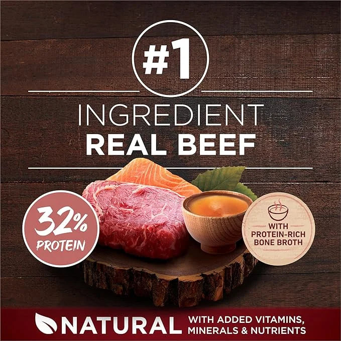 Purina ONE Natural High Protein Dry Dog Food Dry True Instinct with Real Beef and Salmon With Bone Broth and Added Vitamin...