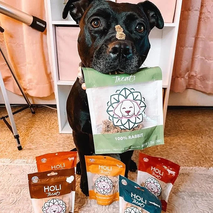 HOLI Freeze Dried Rabbit Treats for Dogs- All Natural Healthy Dog Treats, 100% Made in USA - Single Ingredient - Human Gra...