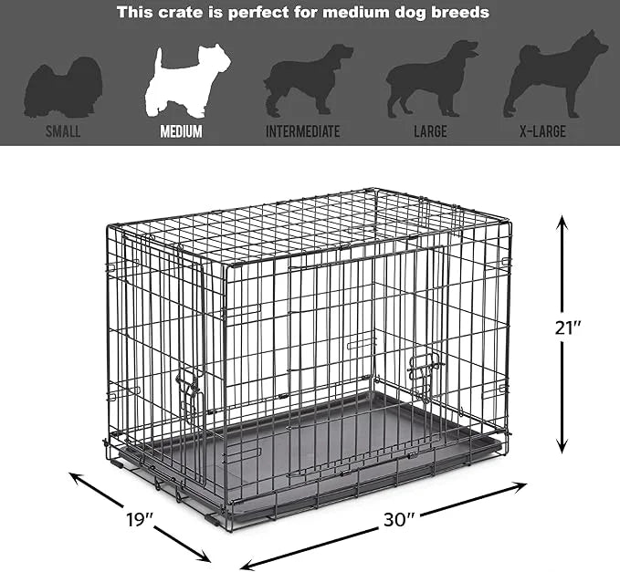 New World Newly Enhanced Double Door New World Dog Crate, Includes Leak-Proof Pan, Floor Protecting Feet, & New Patented F...