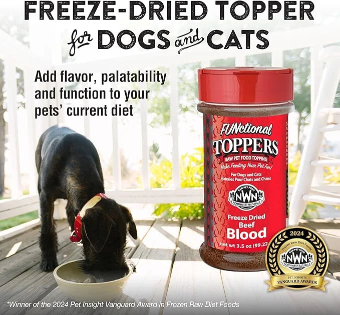 Northwest Naturals Freeze-Dried Beef Blood Functional Topper - for Dogs & Cats - Healthy, 1 Ingredient, Human Grade Pet Fo...