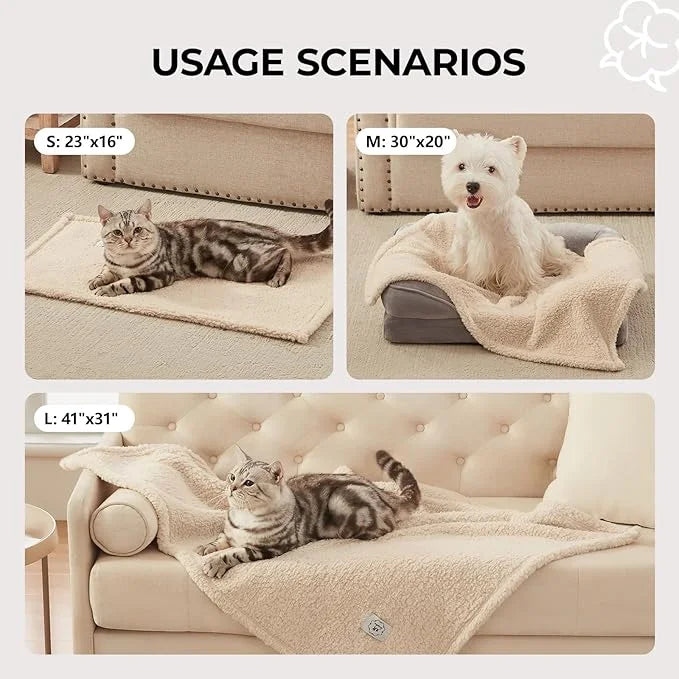 1 Pack 3 Calming Blankets Fluffy Premium Fleece Pet Blanket Soft Sherpa Throw for Dog Puppy Cat Beige Small (23" x16'') - ...