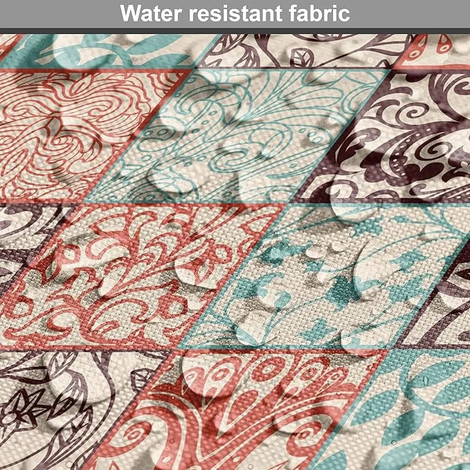 Lunarable Geometric Dog Crate Cover, Western Style Floral Motifs with Vintage Look in Checks, Easy to Use Pet Kennel Cover...