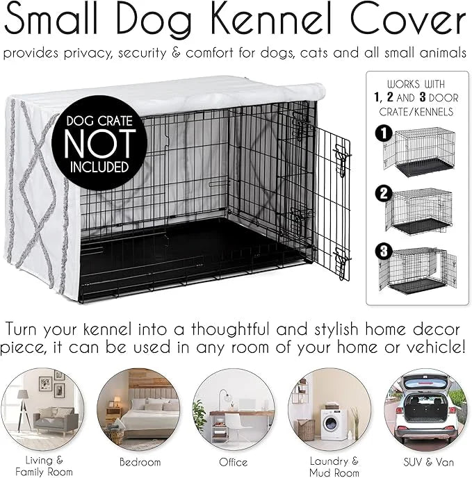 Sweet Jojo Designs 30in. Small/Medium Dog Crate Cover (Grey Boho Modern Tuft) Pet Cage, Kennel Covers (Bohemian, Farmhouse...