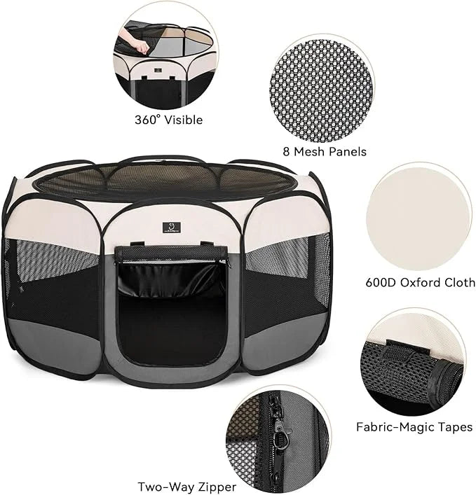 A4Pet Portable Dog Playpen, Pop Up Dog Playpen Indoor/Outdoor, Pet Playpen for Cats, Dogs - Removable Zipper & Collapsible...