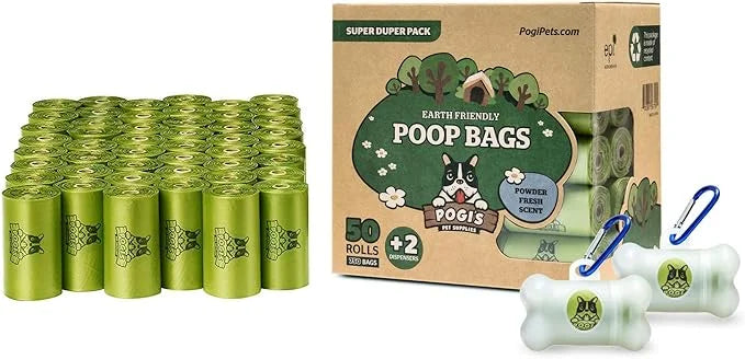 Pogi's Dog Walk n' Wipe Combo - Pogi's 750 Dog Poop Bags + 2 Poop Bag Holders and 100 Plant-based Grooming Wipes Bundle - ...