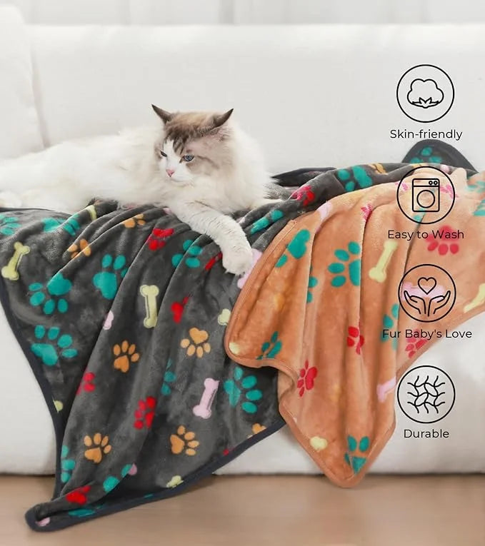 1 Pack 6 Blankets Dog Cat Soft Fluffy Fleece Pet Blanket Warm Cute Print Design Puppy Kitten Blanket Doggy Bone Medium(30"...