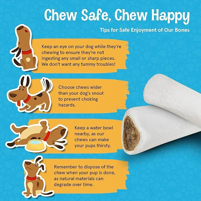 Variety Pack Stuffed Dog Bones (Flavors: Bacon & Cheese, Peanut Butter, and Beef) - 3-4 Inch Long Dog Treats - Natural Stu...
