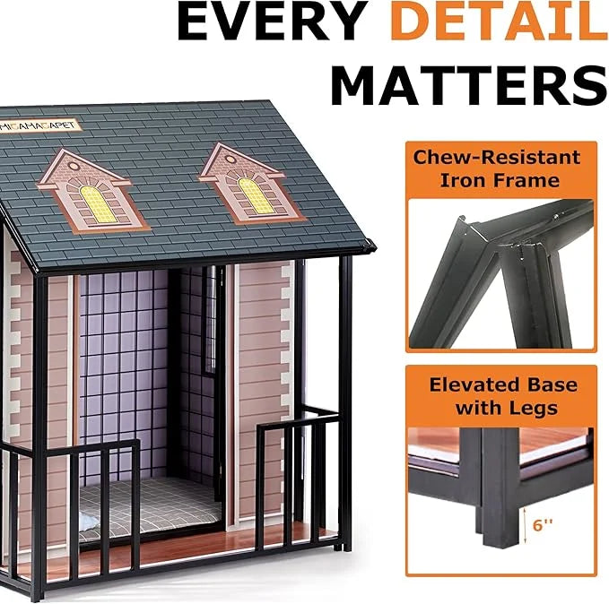 Heavy Duty Dog Crate for Small/Medium Dogs Indoor & Outdoor 33.4” Chew Proof Metal Dog Cage with Lockable Door & Removable...