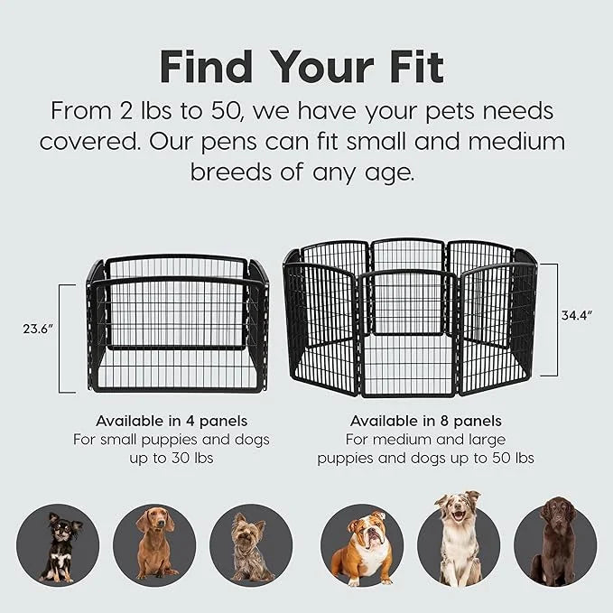 IRIS USA Dog Playpen, 8-Panel 34" Pet Playpen, Puppy Playpen, Indoor/Outdoor Dog Pen, 63 x 63 x 34, Foldable, Customizable...