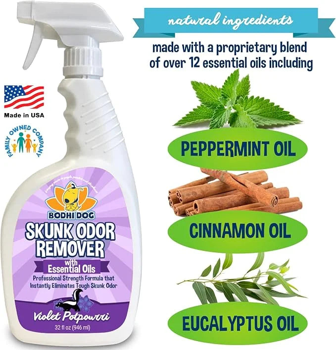 Bodhi Dog Pet Deskunk Spray Odor Eliminator- Skunk Smell Remover with Essential Oils for Dogs, Cats, Furniture, Carpet & C...