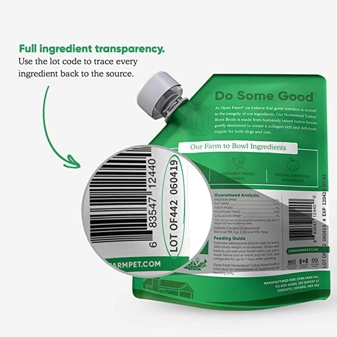 Open Farm Bone Broth, Food Topper for Both Dogs and Cats with Responsibly Sourced Meat and Superfoods Without Artificial F...