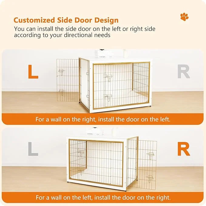 DWANTON Dog Crate Furniture with Cushion, Wooden Kennel Table with Double Doors, Indoor Dog House, Extra Large Size, 43.3"...