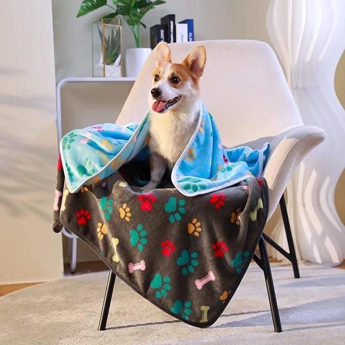 1 Pack 6 Blankets Dog Cat Soft Fluffy Fleece Pet Blanket Warm Cute Print Design Puppy Kitten Blanket Doggy Bone Medium(30"...
