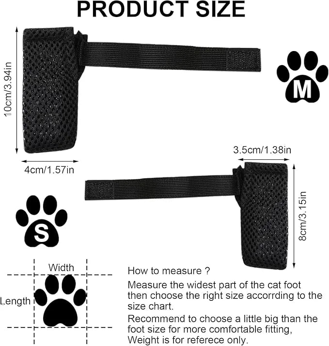 4 Pack Breathable Cat Shoes to Prevent Scratcning, Adjustable Only Cats Booties Mittens Socks (Grey, S) - Product Image