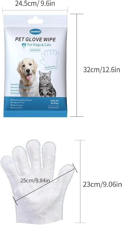 Pet Wipes for Dogs & Cats, Nourish Fur Glove Wipes for Daily Care and Traveling,Extra Thick Cleaning Deodorizing Grooming ...