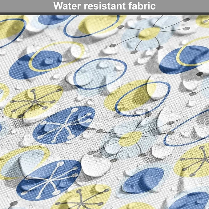 Lunarable Yellow and Blue Dog Crate Cover, Random Doodle Circles Abstract Floral Pattern, Easy to Use Pet Kennel Cover for...