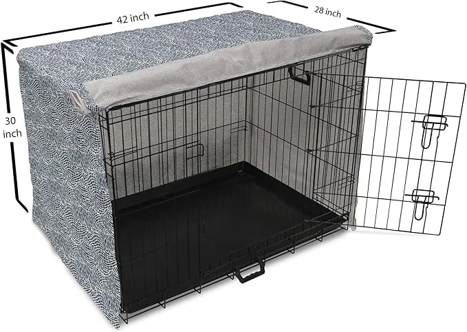 Ambesonne Abstract Dog Crate Cover, Monochromatic Design Mosaic Look Artistica Ocean Waves Repetition, Easy to Use Pet Ken...