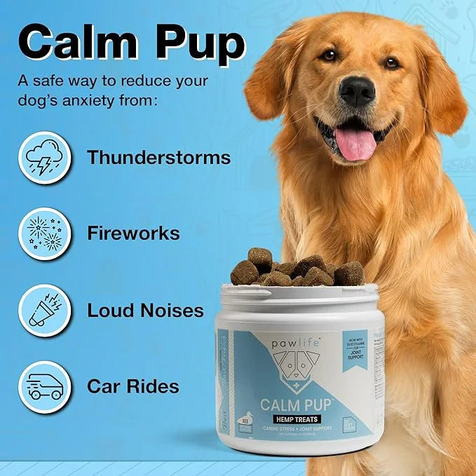 Hemp Dog Calming Chews - Anxiety Relief Treats, 60 Calming Treats for Dogs, Organic Calm Pup Dog Anxiety Relief, Calming C...
