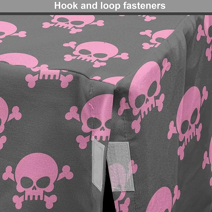 Lunarable Skull Dog Crate Cover, Vivid Pirate on Pale Background Head of a Skeleton and Bones Halloween Themed, Easy to Us...