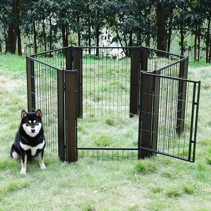 Heavy Duty Dog Playpen 32 Inch Height - Indoor Outdoor Pet Fence Enclosure for Medium and Small Dogs - Foldable Puppy Exer...