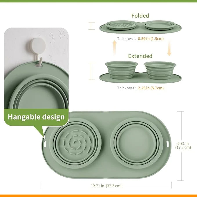 Puppy Dog Bowl,Travel Bowls Dog Food Bowls&Dog Water Bowls,No Spills,Collapsible Double Bowl,Suitable for Small and Medium...