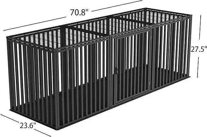 70" L x 28" H Extra Long Steel Tube Dog Crate with Mat Base, Heavy Duty Dog Crates for Large Dogs, Big Dog Cage, Dog Kenne...