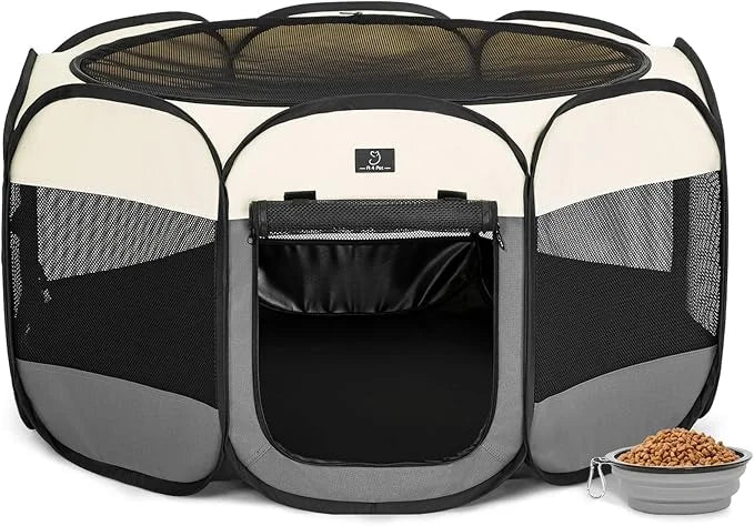 A4Pet Portable Dog Playpen, Pop Up Dog Playpen Indoor/Outdoor, Pet Playpen for Cats, Puppies - Removable Zipper & Collapsi...