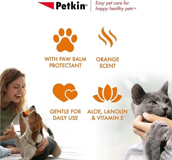 Petkin Big N' Thick Paw Wipes for Dogs, 100 Large Wipes (4 Pack) - Clean Dirty Paws After Walks, with Paw Balm Protectant ...