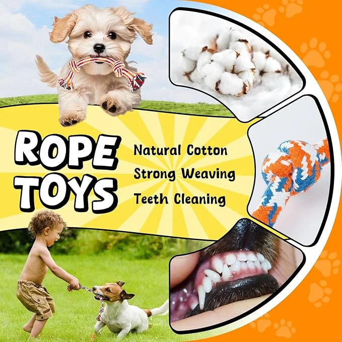Zeaxuie 9 Pack Puppy Toys for Teething, Puppy Chew Toys with Cute Squeaky Dog Toys, Treat Ball and Rope Dog Chew Toys for ...