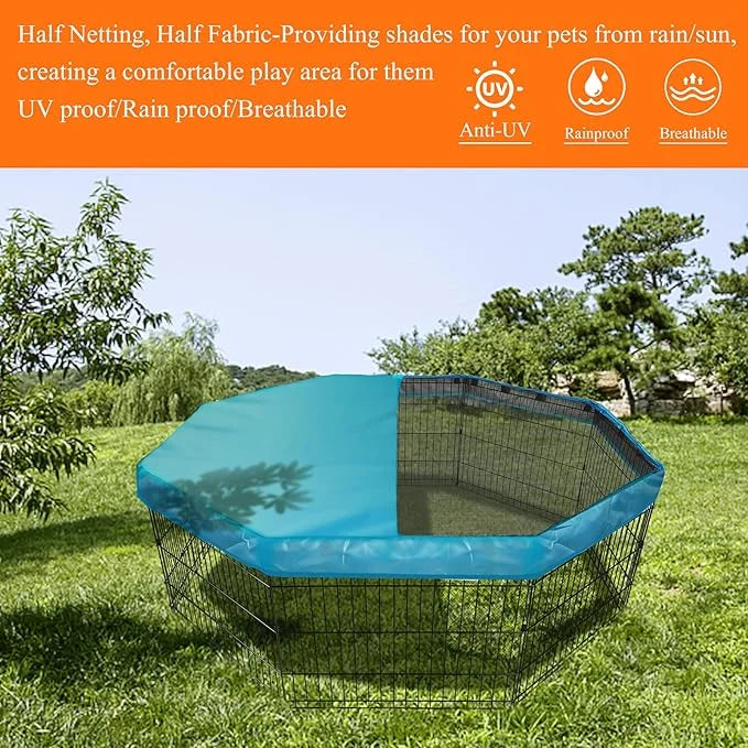 PJYuCien Dog Playpen Mesh Top Cover, Fits 24 Inch 8 Panels Regular Octagon Metal Exercise Pet Pen, Adhesive Tape Connectio...