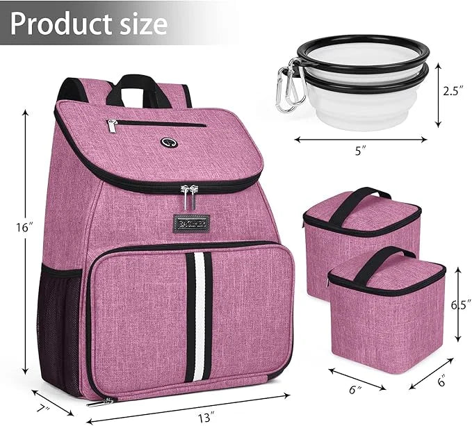 BAGLHER丨Dog Travel Bag, Airline Approved Pet Supplies Backpack, Dog Travel Backpack with 2 Silicone Collapsible Bowls and ...