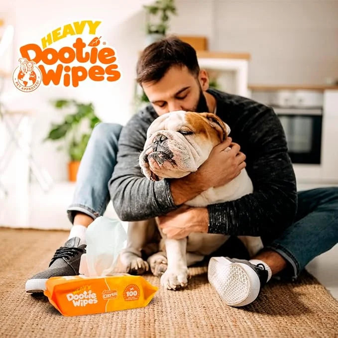 HEAVY Dootie Wipes - Convenient Durable Dog Wipes for Paws, Butt with Very Mild Pleasant Citrus Scent, 100 Count - Puppy E...
