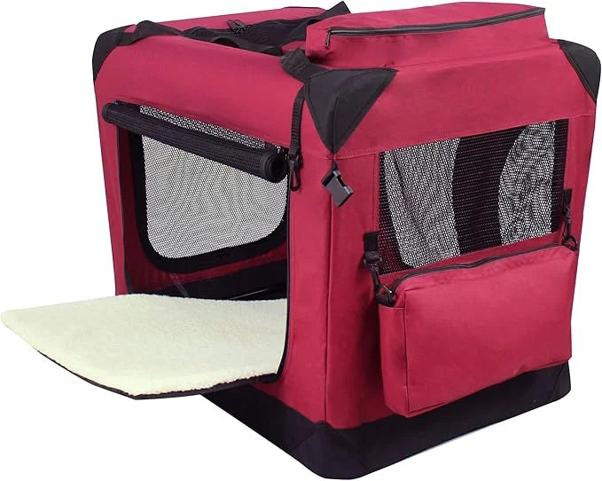 EliteField 3-Door Folding Soft Dog Crate with Carrying Bag and Fleece Bed (2 Year Warranty), Indoor & Outdoor Pet Home (20...