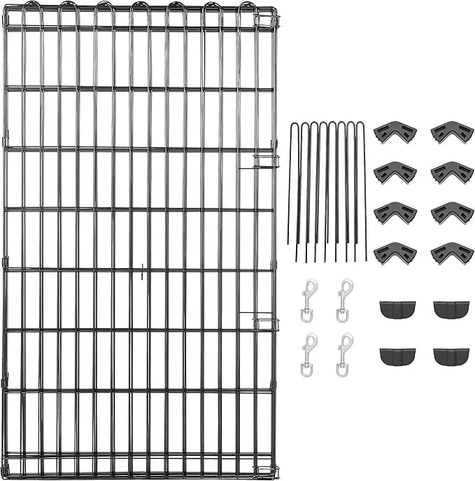 Amazon Basics Foldable Octagonal Metal Exercise Dog Playpen - Indoor/Outdoor, No Door, Large (8 Panels, 24 x 42), Easy to ...