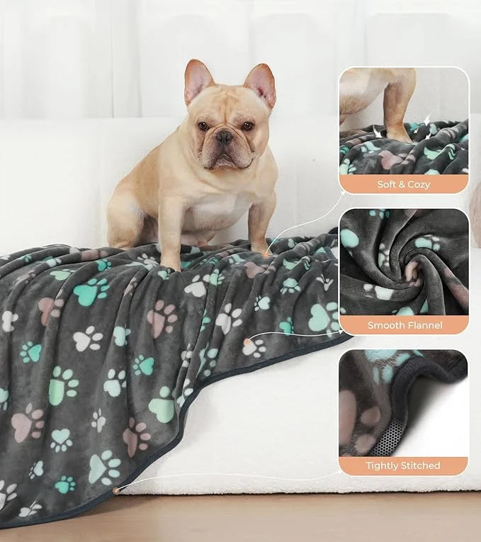 1 Pack 6 Blankets Dog Cat Soft Fluffy Fleece Pet Blanket Warm Cute Print Design Puppy Kitten Blanket Doggy Paw Small(23"x1...