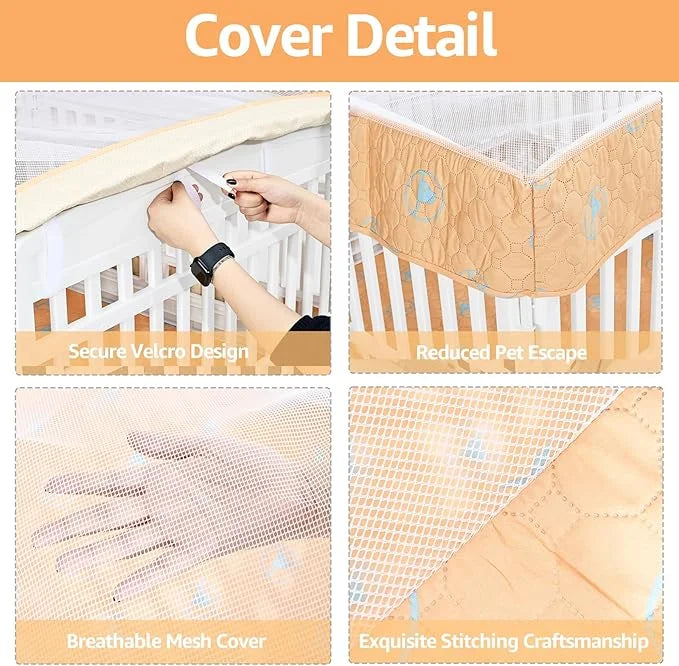 PJYuCien Dog Playpen Bottom Pad and Cover Fits for 36 Inch 4 Panels Exercise Pet Pen, Orange - Product Image
