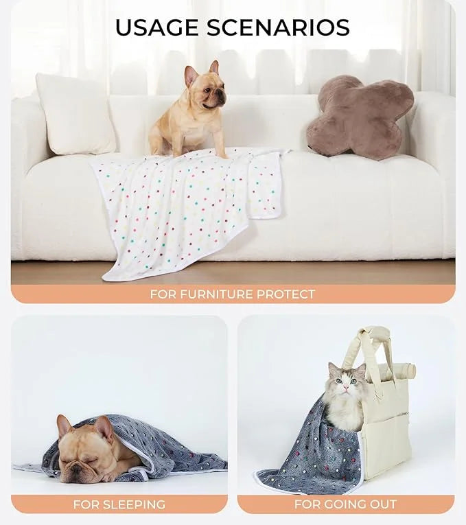 1 Pack 6 Blankets Dog Cat Soft Fluffy Fleece Pet Blanket Warm Cute Print Design Puppy Kitten Blanket Doggy Dot Small(23"x1...