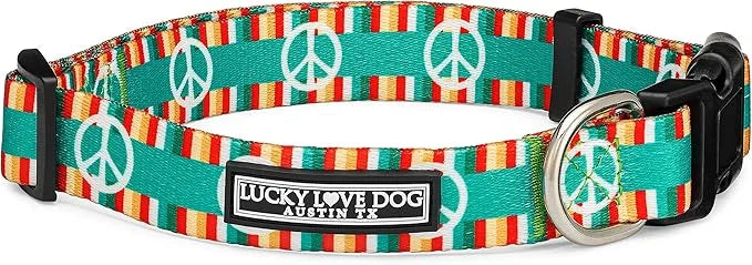 Lucky Love Dog Collar, Collars for Medium Size Dogs, Peace Sign Dog Collar, Easy On & Off Clasp Accessory, Peace On Earth,...