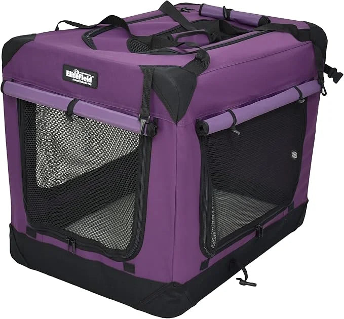 EliteField 4-Door Folding Soft Dog Crate with Curtains, Carrying Bag and Fleece Bed (2 Year Warranty), Indoor & Outdoor Pe...