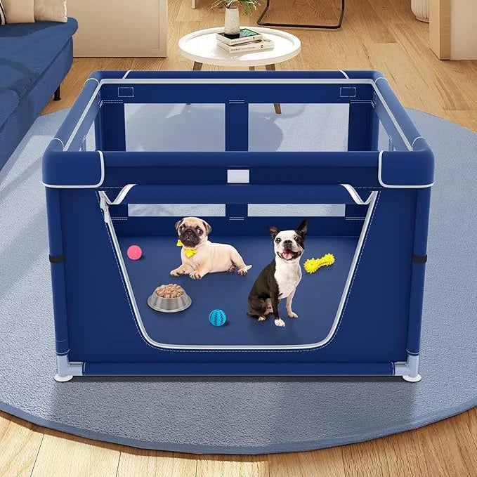 42x42x26 Inches Puppy Playpen with Gate, Small Dog & Puppy Playpen for Indoor & Outdoor, Sturdy Safety Dog Crate with Dura...