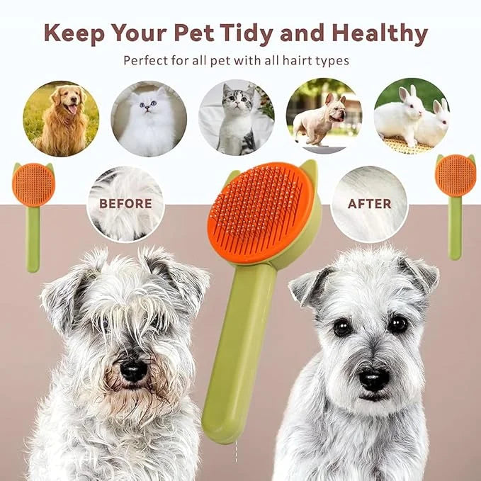 1 PCS Cat Brush Professional Cat Grooming Brush Cat Comb Dog Brush Dog Grooming Brush Pet Brush Tool with Cleaning Button ...