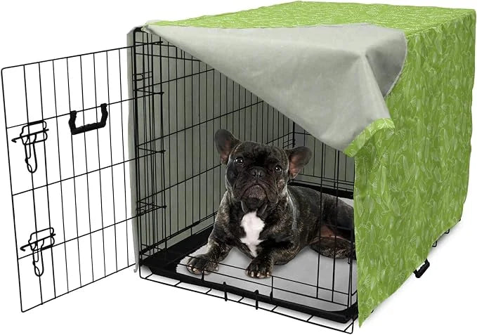 Ambesonne Floral Dog Crate Cover, Vintage Inspired Simplistic Outline Flowers Nature Botany Art Repetition, Easy to Use Pe...