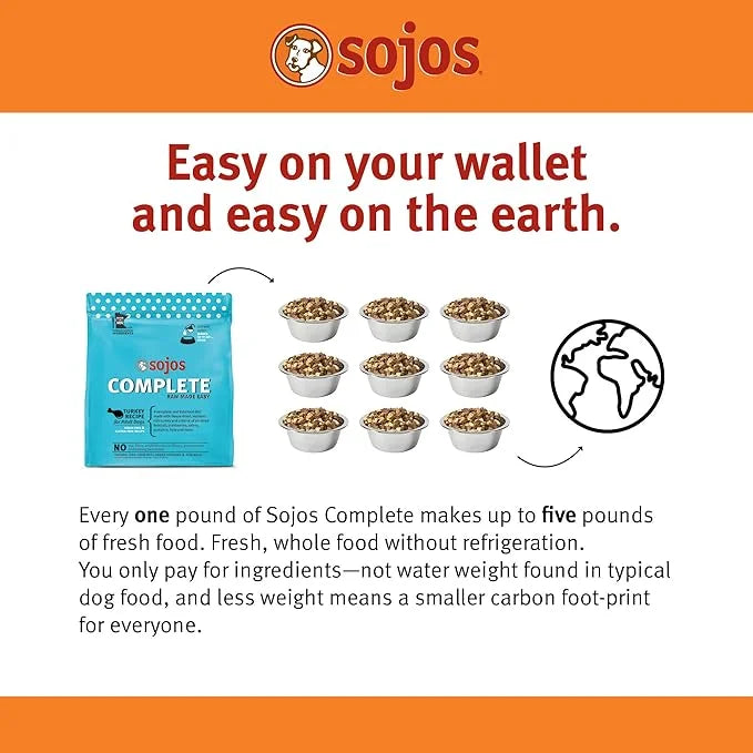 Sojos Natural Pet Food Complete Turkey Recipe Dehydrated Dog Food, 7 lb, Blue - Product Image