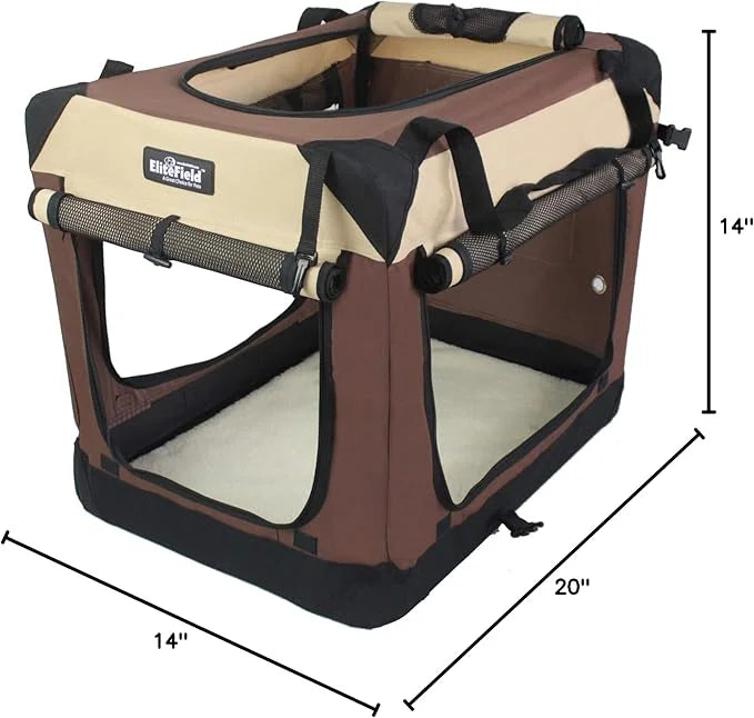 EliteField 4-Door Folding Soft Dog Crate with Curtains, Carrying Bag and Fleece Bed (2 Year Warranty), Indoor & Outdoor Pe...