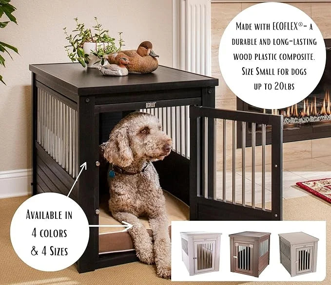 New Age Pet ECOFLEX Dog Crate End Table - Furniture-Style Pet Crate for Crate Trained Dogs - Stainless Steel Tubing & a La...