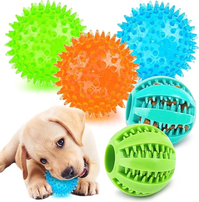2 Different Functions Interactive Balls for Dogs 2.5” Squeaky Dog Balls Toys and Puppy Teething Chew Toy Balls for Small D...