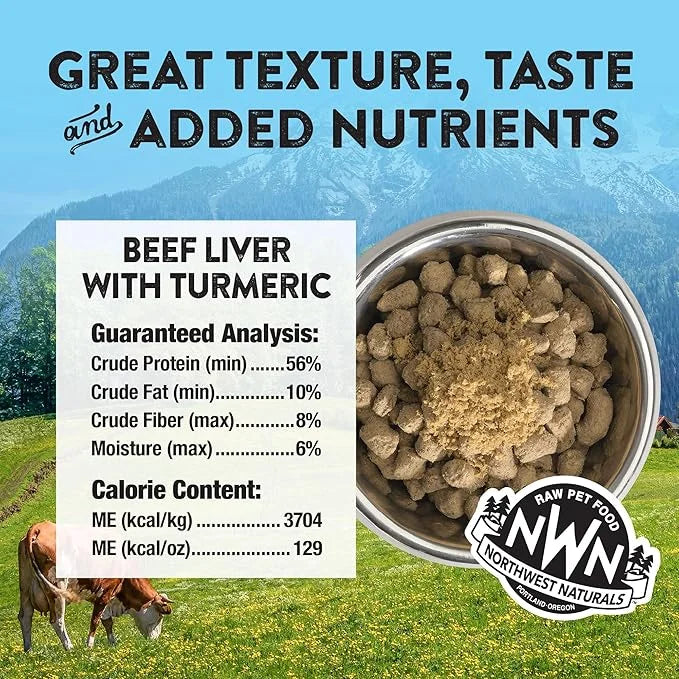 Northwest Naturals Freeze-Dried Beef Liver with Turmeric - Functional Topper for Dogs and Cats - Healthy, Limited-Ingredie...