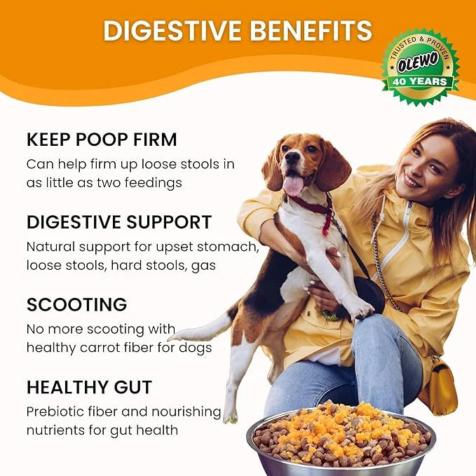 Olewo Original Carrots for Dogs – Fiber for Perfect Poop, Dog Food Toppers for Picky Eaters, Natural Skin & Coat Support, ...